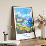 Azores Travel Print, Travel Poster of Azores , Atlantic Ocean, Azores Gift, Wall Art Print NQ Media Designs