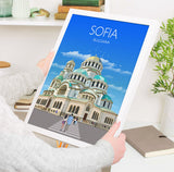 Sofia Travel Print, Travel Poster of Sofia, Bulgaria, Sofia Cityscape, St Alexander Nevsky Cathedral, Sofia Gift NQ Media Designs