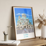 Sofia Travel Poster, Travel Print of Sofia, Bulgaria, Sofia Cityscape, St Alexander Nevsky Cathedral, Sofia Gift NQ Media Designs