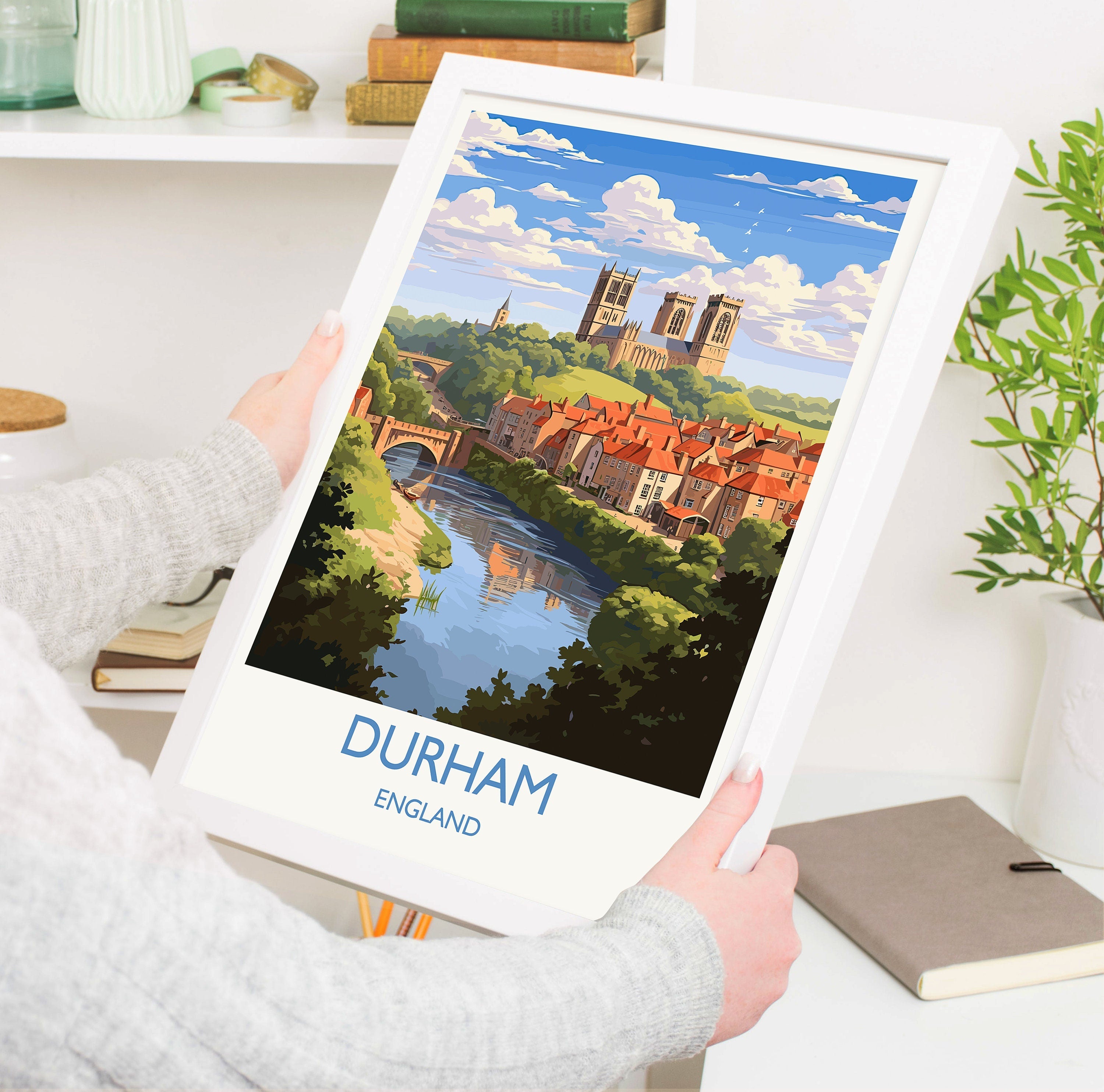 Durham Travel Print, Travel Poster of Durham, County Durham, England, Durham Art, Durham Gift, Wall Art Print NQ Media Designs