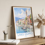 Lake Como Poster, Travel Print of Lake Como, Italy, Venice Gift, Travel Watercolour Gift NQ Media Designs