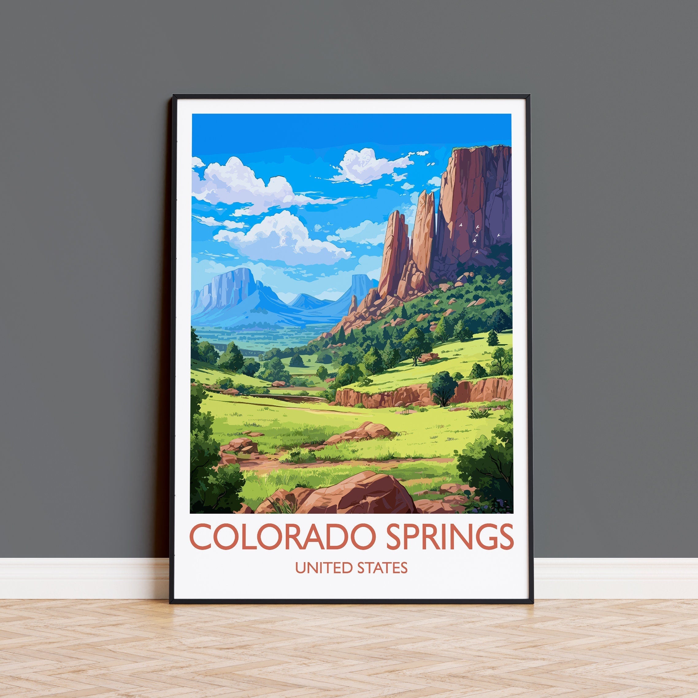 Colorado Springs Travel Print, Travel Poster of Colorado Springs, Colorado, USA, Colorado Springs Travel Gift NQ Media Designs