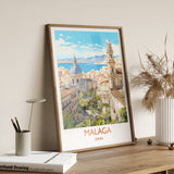 Malaga Travel Print, Travel Poster of Malaga, Spain, Malaga Art, Malaga Gift, Wall Art Print