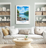 Coniston Travel Poster, Coniston Travel Print, England, Cumbria Art, Coniston Gift, Lake District, Wall Art Print NQ Media Designs