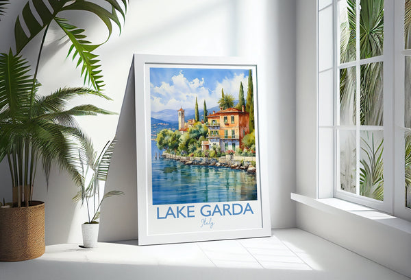 Lake Garda Print, Travel Poster of Lake Garda, Italy, Lake Garda Gift, Travel Watercolour Gift