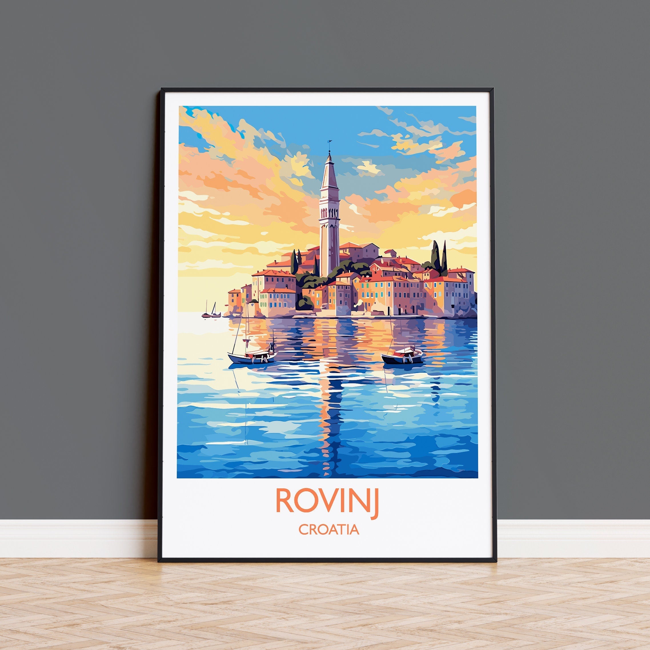 Rovinj Travel Poster, Travel Print of Rovinj, Croatia, Rovinj Art, Rovinj Gift, Wall Art Print NQ Media Designs