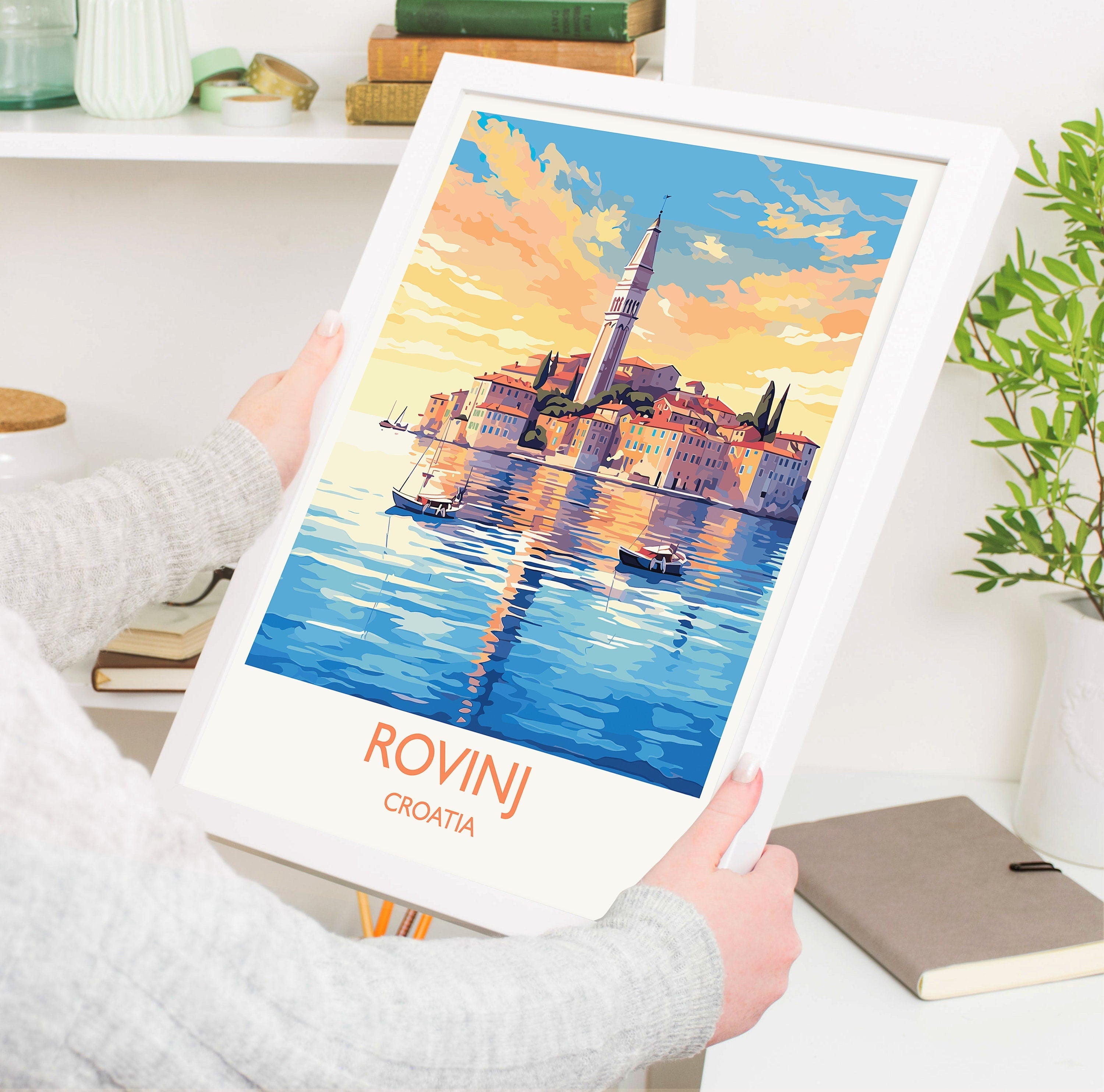 Rovinj Travel Poster, Travel Print of Rovinj, Croatia, Rovinj Art, Rovinj Gift, Wall Art Print NQ Media Designs