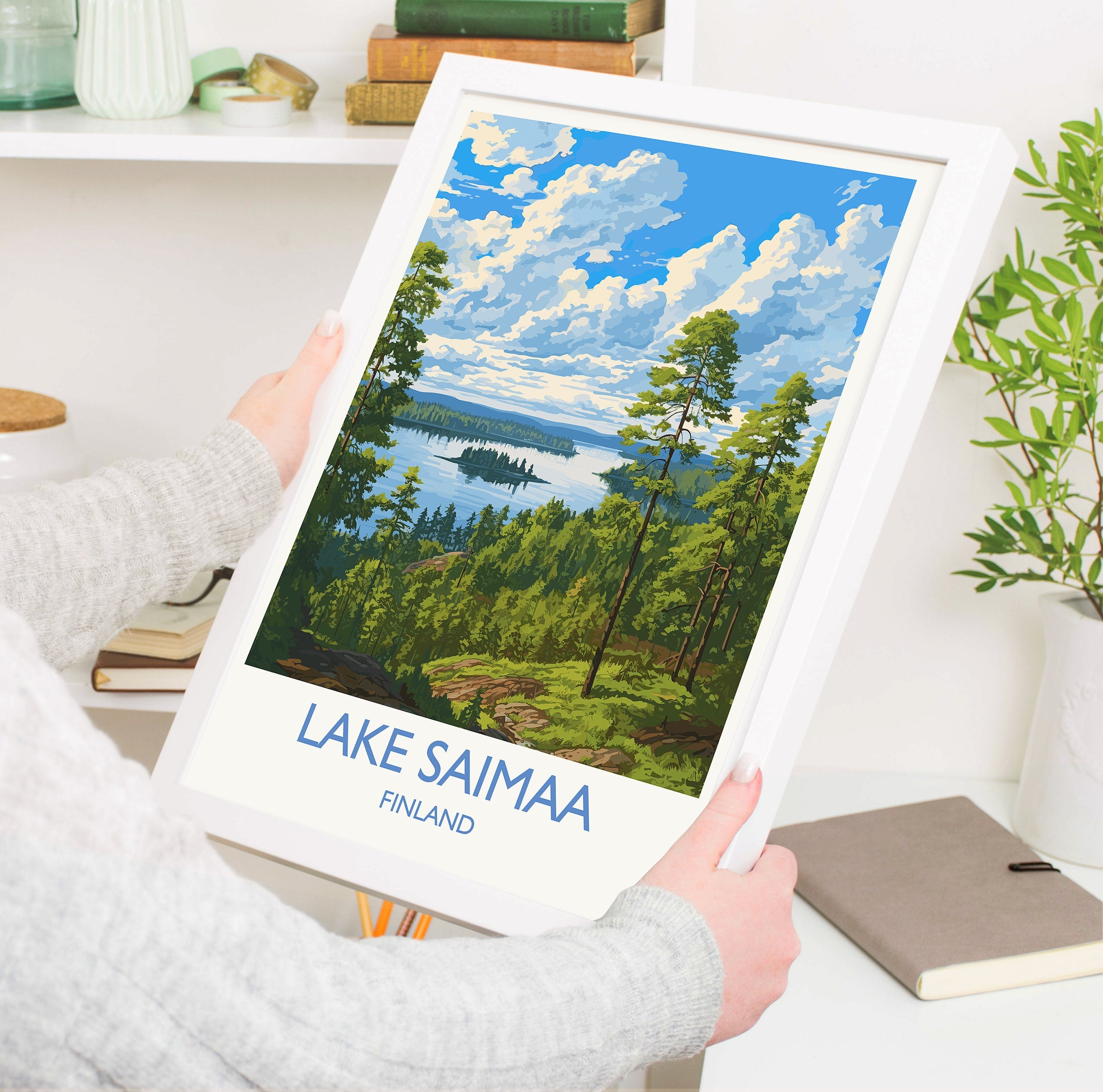 Lake Saimaa Travel Poster, Lake Saimaa Travel Print, Finland, Finland Art, Lake Saimaa Gift, Wall Art Print NQ Media Designs