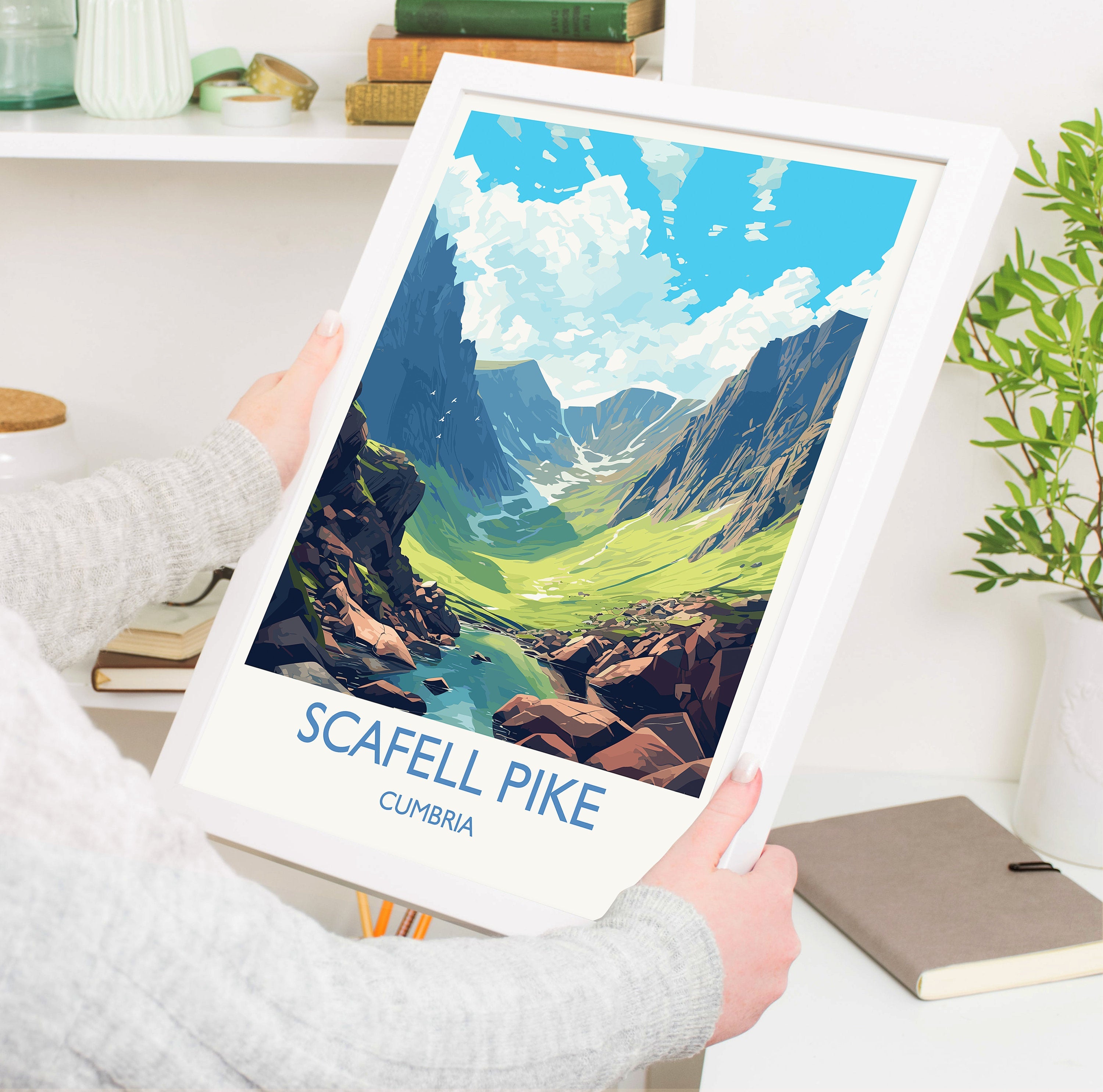 Scafell Pike Travel Poster, Scafell Pike Travel Print, England, Cumbria Art, Scafell Pike Gift, Lake District, Wall Art Print NQ Media Designs