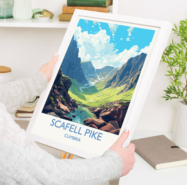 Scafell Pike Travel Poster, Scafell Pike Travel Print, England, Cumbria Art, Scafell Pike Gift, Lake District, Wall Art Print