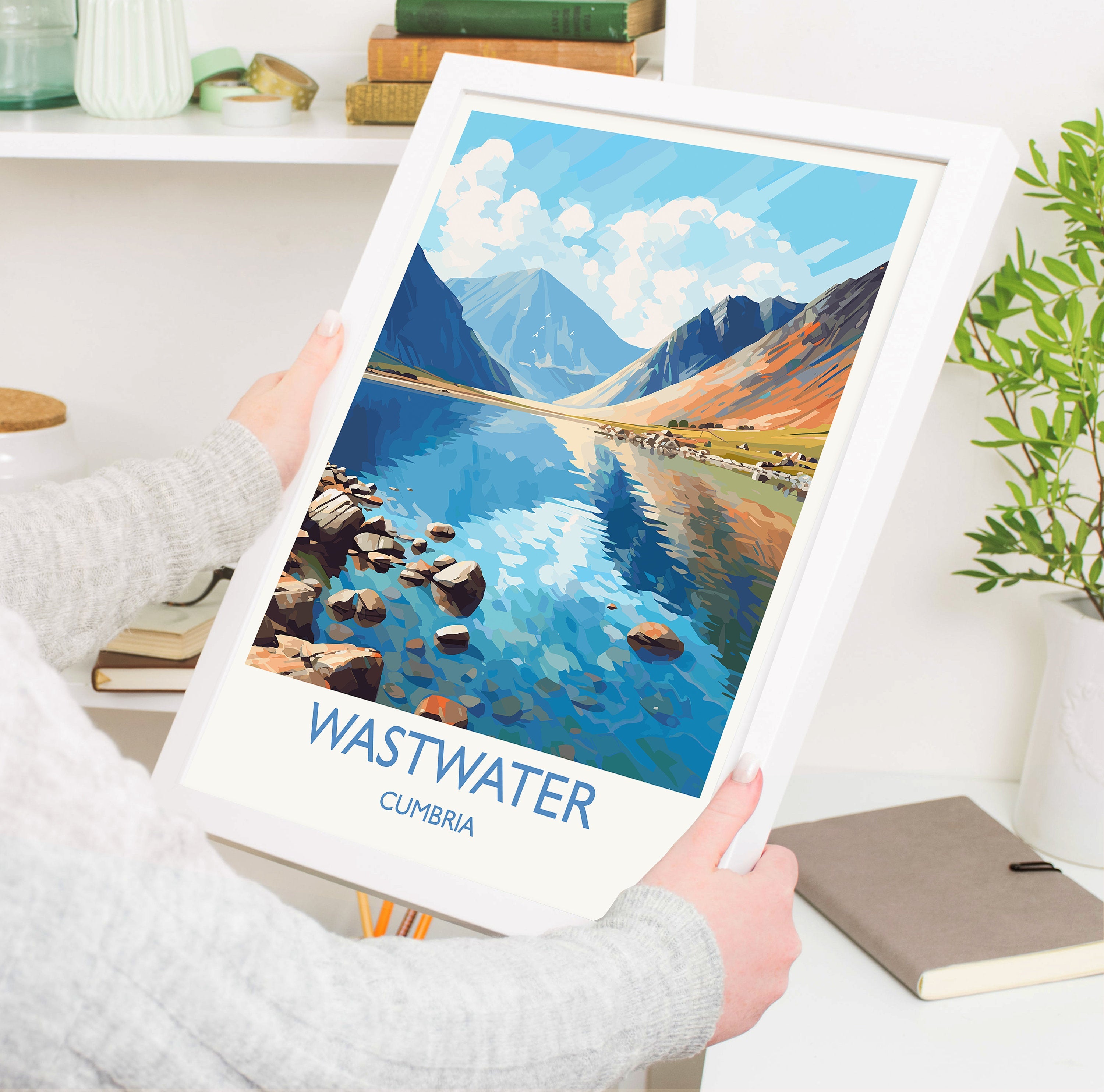Wastwater Travel Poster, Wastwater Travel Print, England, Cumbria Art, Wastwater Gift, Lake District, Wall Art Print NQ Media Designs