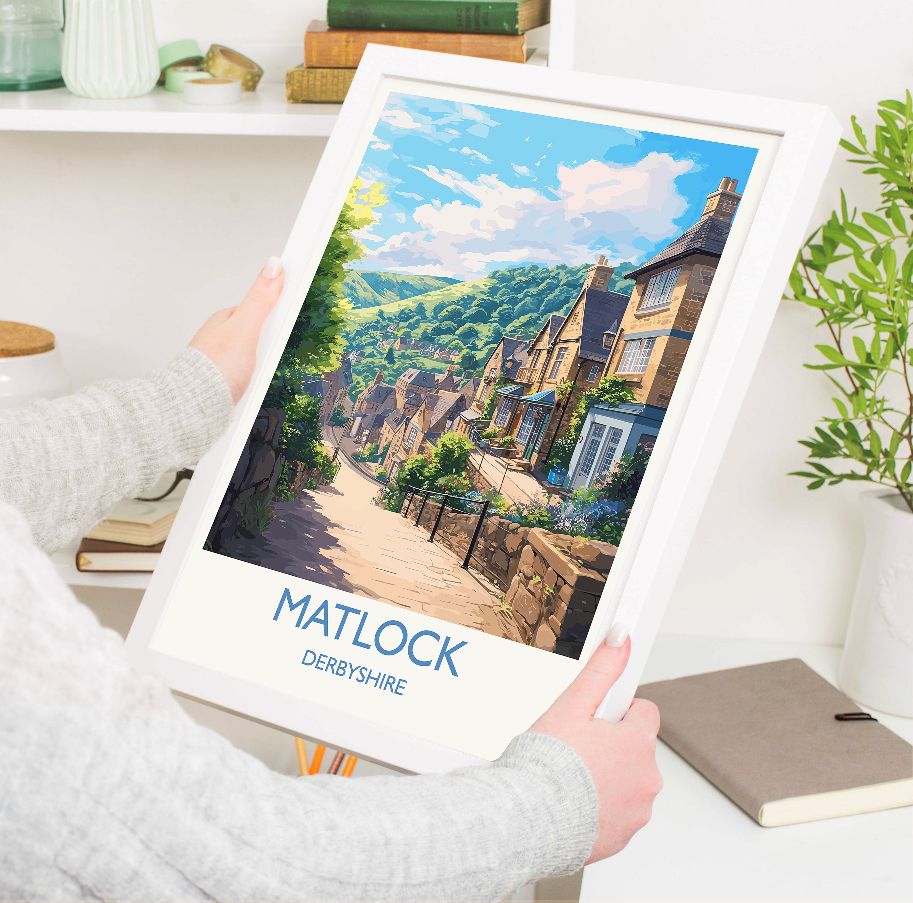 Matlock Travel Poster, Matlock Travel Print, England, Derbyshire Art, Matlock Gift, Wall Art Print NQ Media Designs