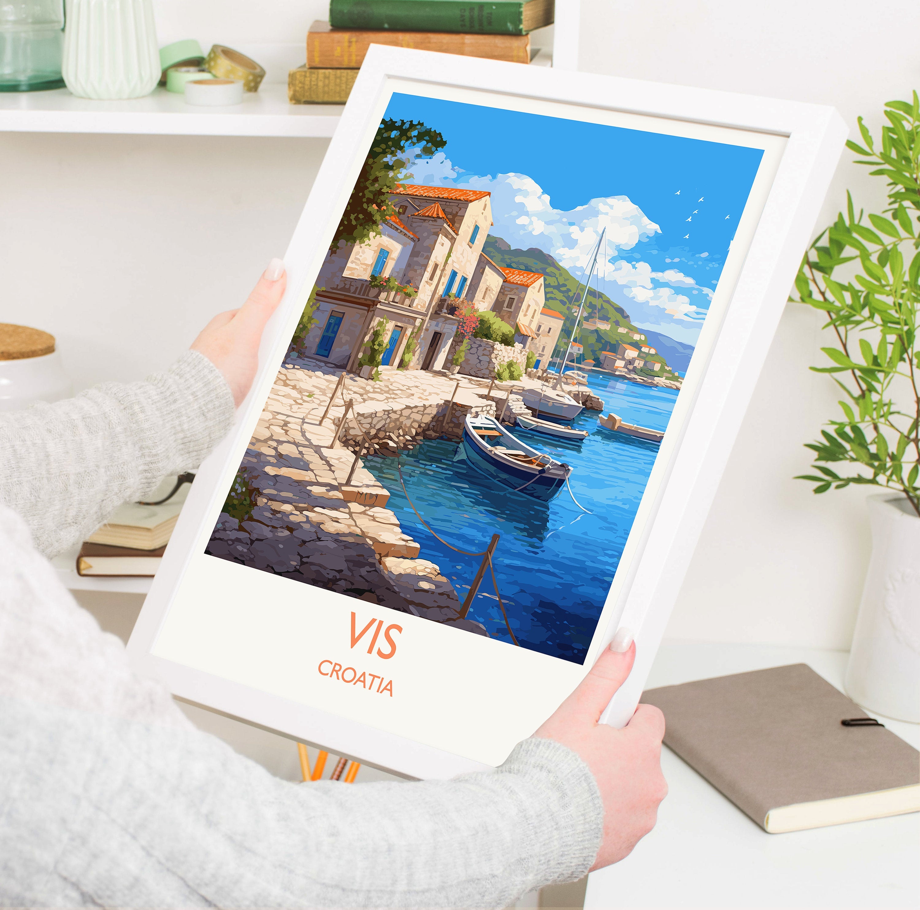 Vis Travel Print, Travel Poster of Vis, Croatia, Vis Art, Croatia Gift, Croatia Wall Art Print NQ Media Designs