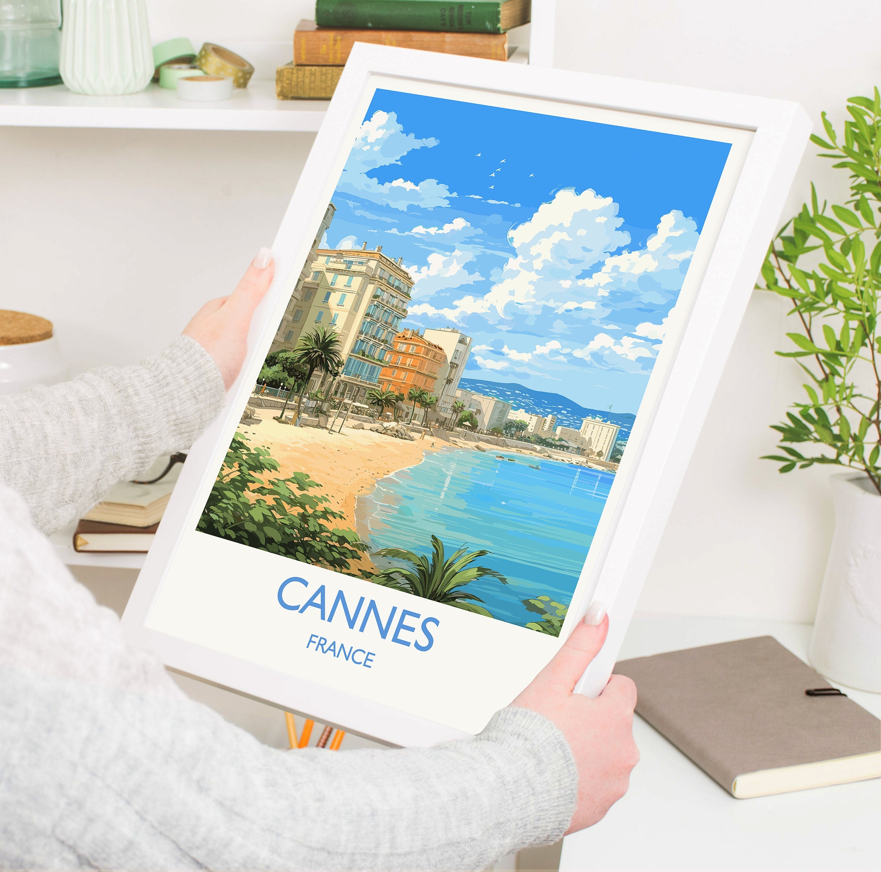 Cannes Travel Poster, Travel Print of Cannes, France, Cannes Art, Canne Gift, Wall Art Print NQ Media Designs