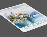 Lake Bled Print, Travel Poster of Lake Bled, Slovenia, Slovenia Gift, Travel Watercolour Gift NQ Media Designs