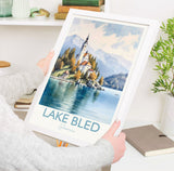 Lake Bled Print, Travel Poster of Lake Bled, Slovenia, Slovenia Gift, Travel Watercolour Gift NQ Media Designs
