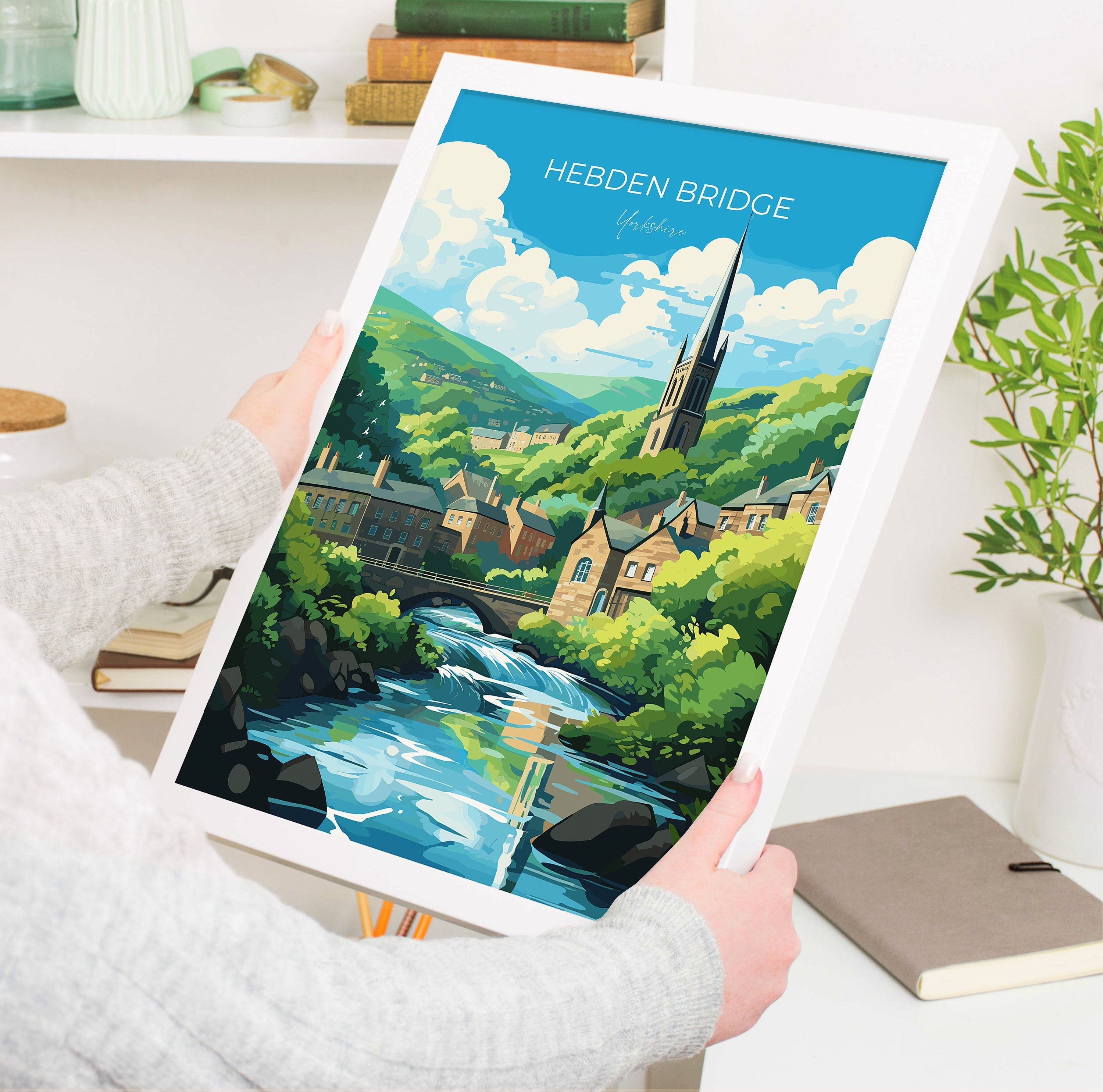 Hebden Bridge Travel Print, Travel Poster of Hebden Bridge, Hebden Bridge, Hebden Bridge Gift, Yorkshire Art, NQ Media Designs