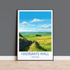 Hadrians Wall Travel Print, Travel Poster of Hadrians Wall , Northumberland, Hadrians Wall Gift, Northumberland Art,