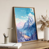 Mont Blanc Print, Travel Poster of Mont Blanc, Mont Blanc Gift, Alps Art, Mount Blanc Gift, Wall Art Print NQ Media Designs