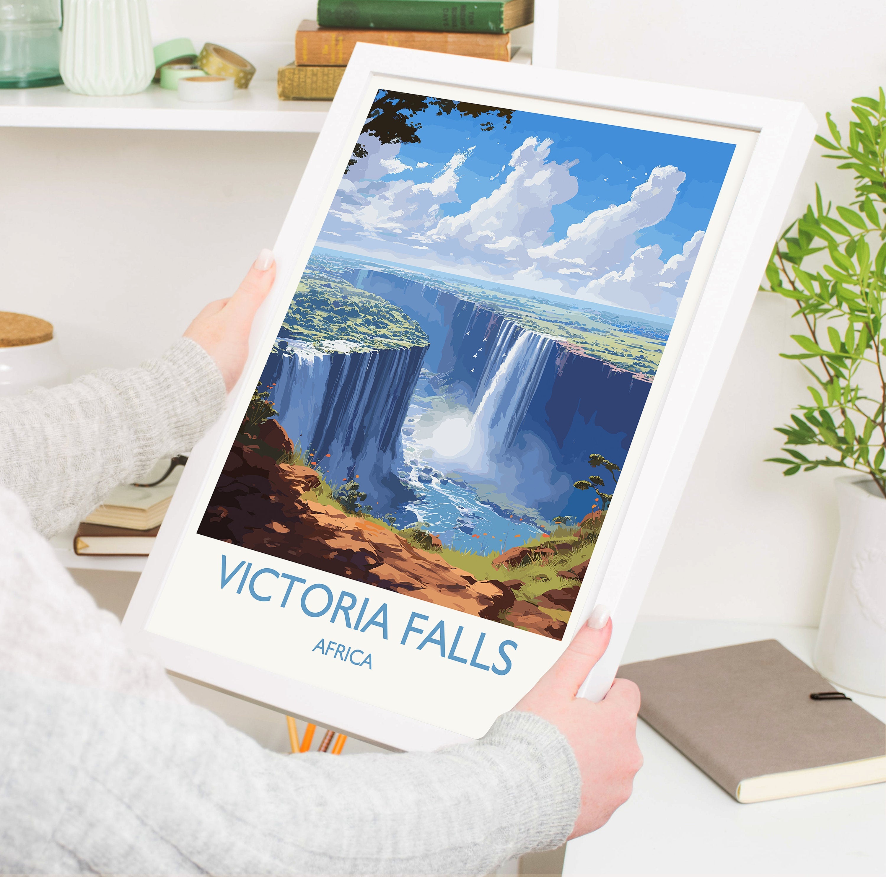 Victoria Falls Print, Travel Poster of Victoria Falls, Zimbabwe, Africa, Travel Gift NQ Media Designs