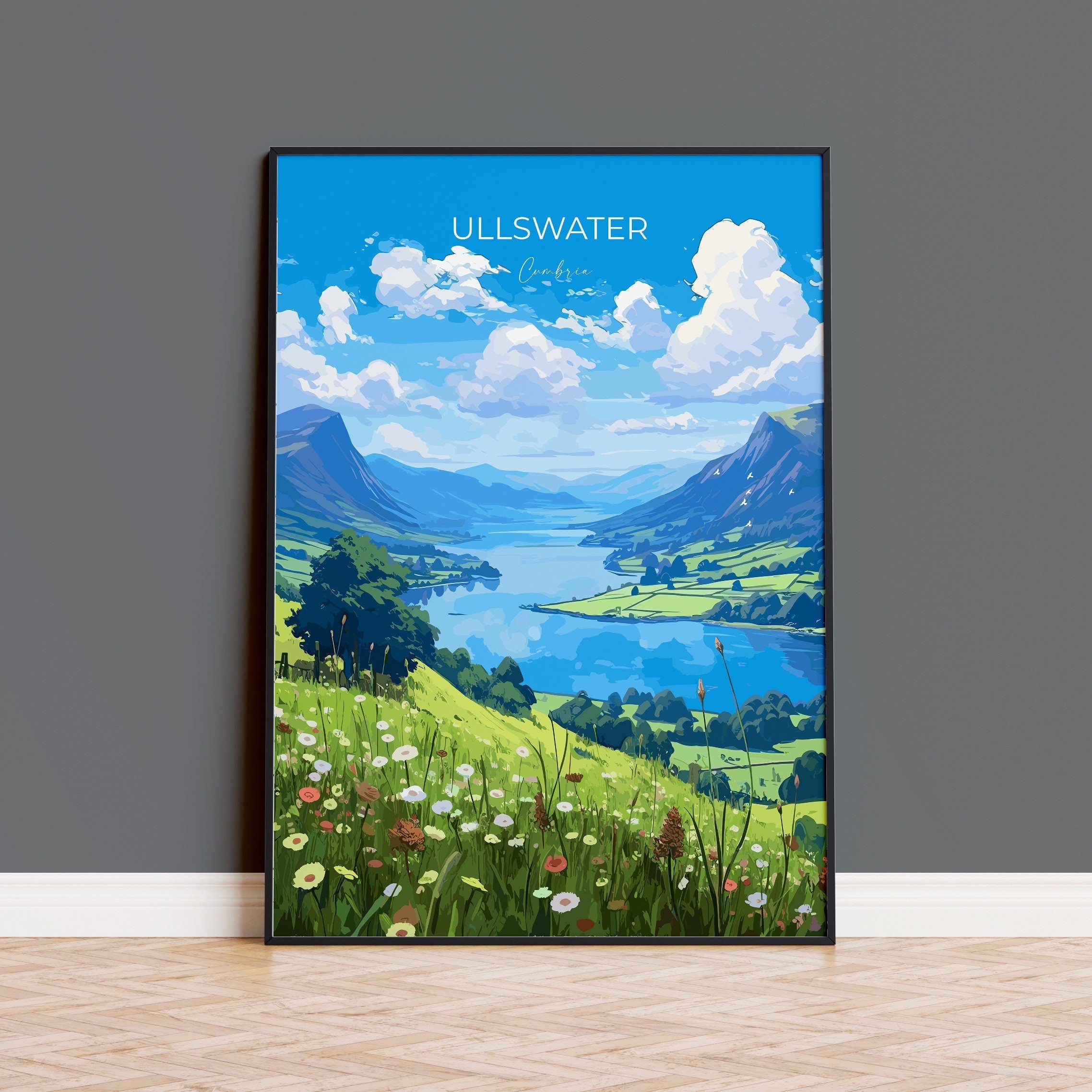 Ullswater Travel Print, Ullswater Travel Poster, England, Cumbria Art, Ullswater Gift, Wall Art Print NQ Media Designs