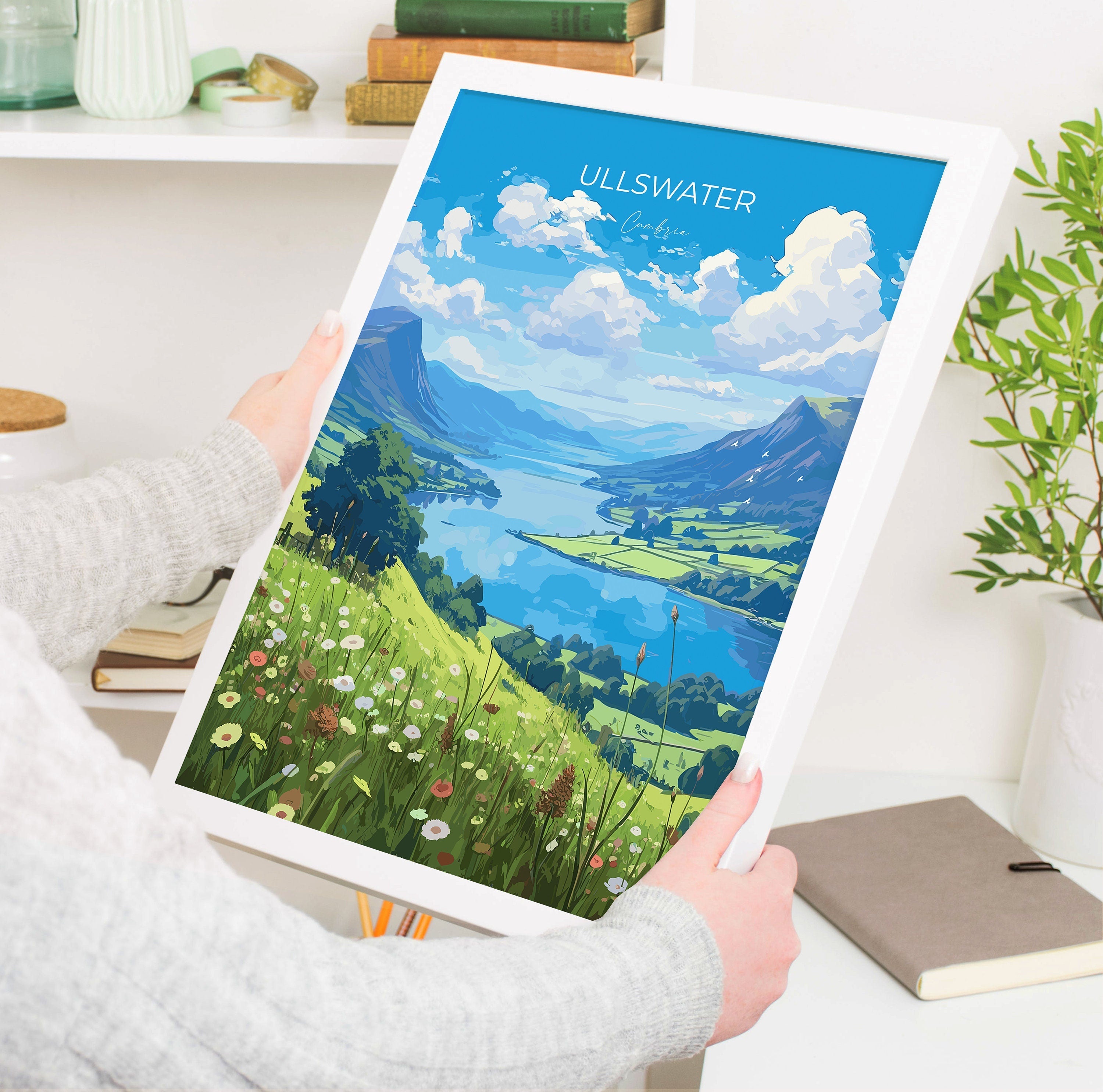 Ullswater Travel Print, Ullswater Travel Poster, England, Cumbria Art, Ullswater Gift, Wall Art Print NQ Media Designs