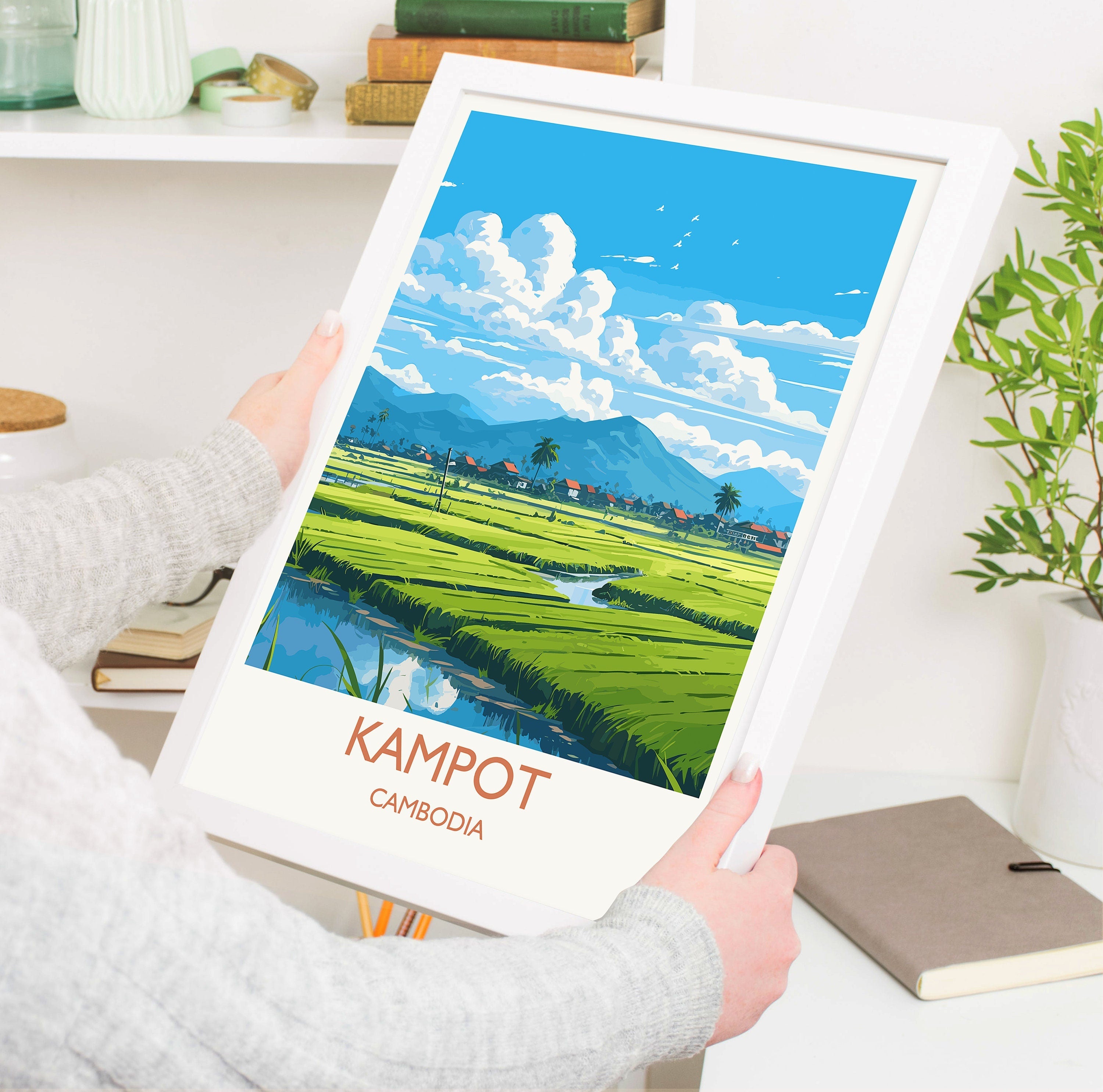 Kampot Travel Print, Travel Poster of Kampot, Cambodia, Kampot Gift, Cambodia Gift, Wall Art Print NQ Media Designs
