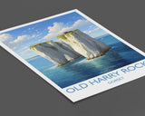 Old Harry Rocks Print, Travel Poster of Old Harry Rocks, England, Dorset Coast Art, Dorset Gift, Wall Art Print NQ Media Designs