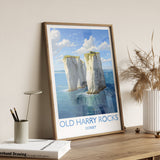 Old Harry Rocks Print, Travel Poster of Old Harry Rocks, England, Dorset Coast Art, Dorset Gift, Wall Art Print NQ Media Designs