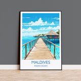 Maldives Travel Print, Travel Poster of Maldives, Indian Ocean, Maldives Gift, Wall Art Print NQ Media Designs