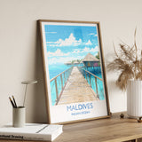 Maldives Travel Print, Travel Poster of Maldives, Indian Ocean, Maldives Gift, Wall Art Print NQ Media Designs