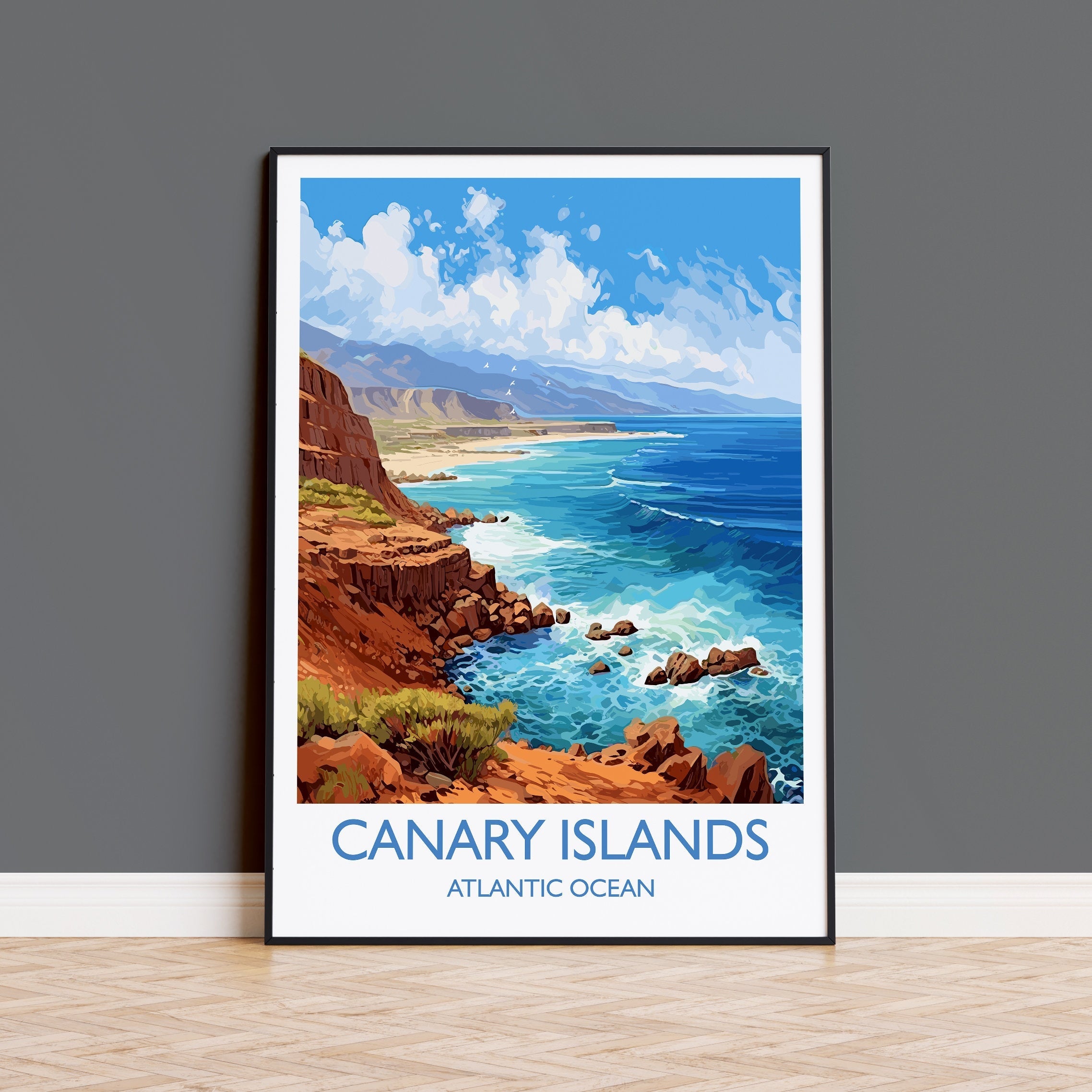 Canary Islands Travel Print, Travel Poster of Canary Islands , Canary Islands Gift, Wall Art Print NQ Media Designs