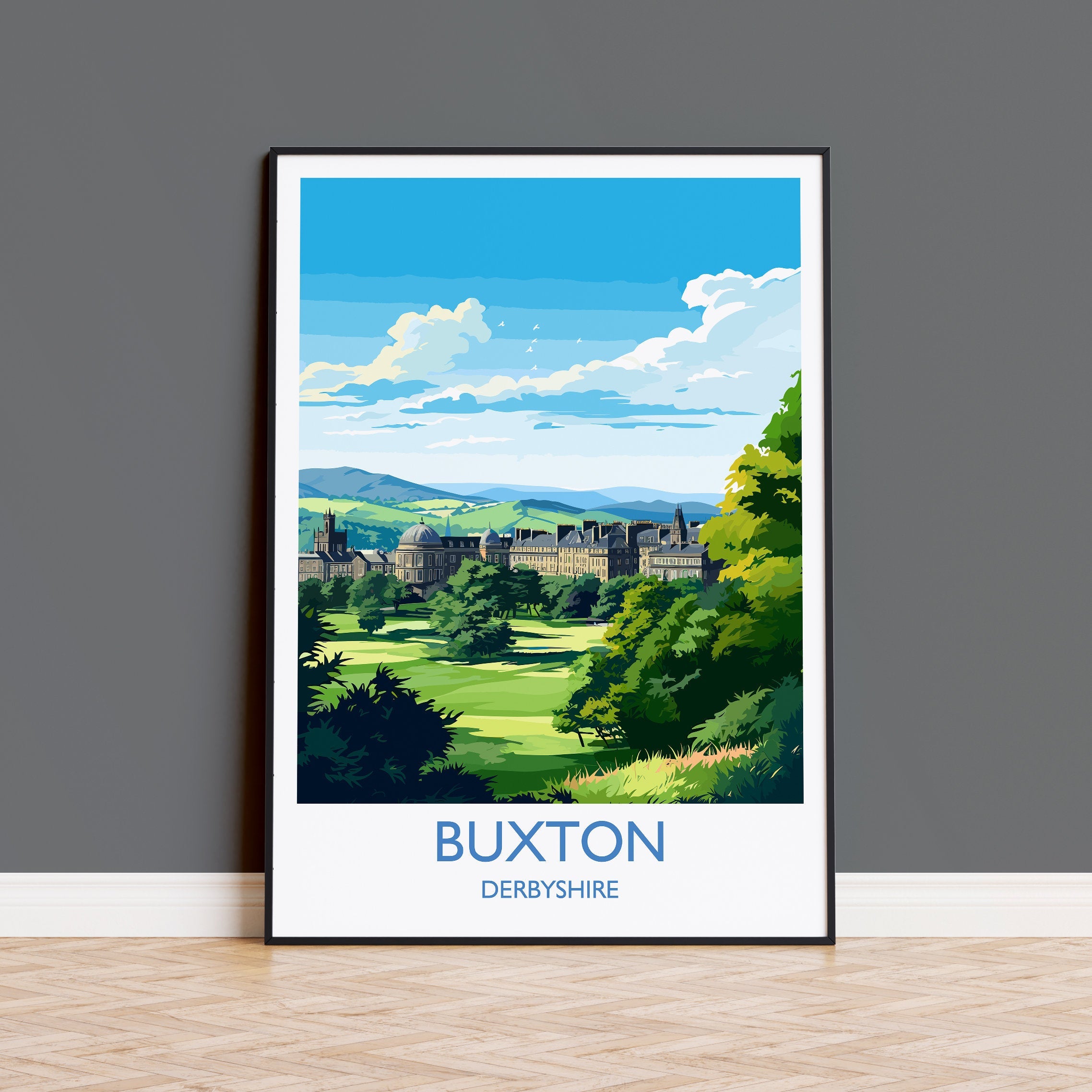 Buxton Travel Print, Travel Poster of Buxton, Buxton, Buxton Gift, Derbyshire Art NQ Media Designs