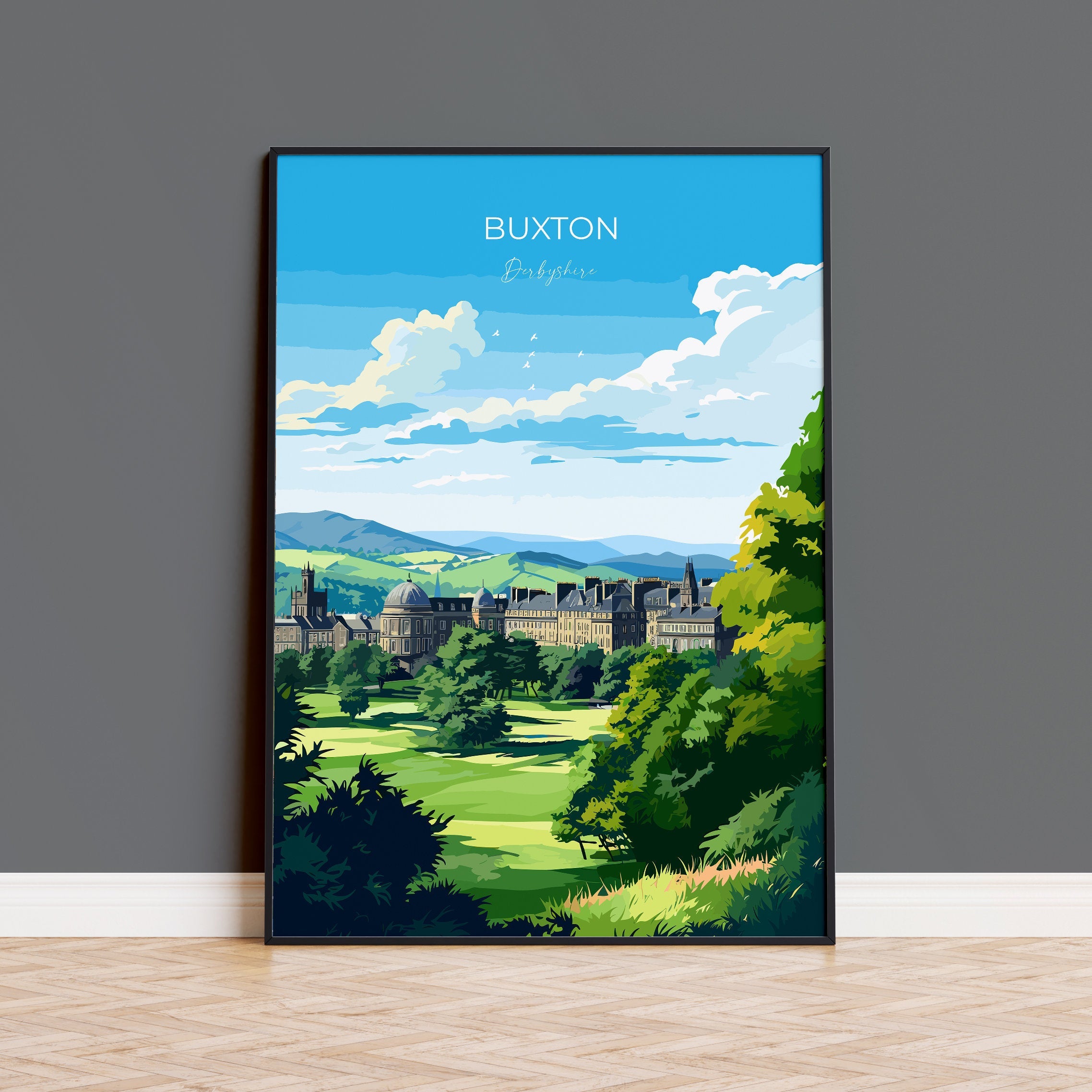 Buxton Travel Poster, Travel Print of Buxton, Buxton, Buxton Gift, Derbyshire Art NQ Media Designs