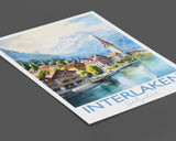 Interlaken Poster, Travel Print of Interlaken, Switzerland, Interlaken Gift, Travel Watercolour Gift NQ Media Designs