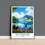 Buttermere Travel Poster, Buttermere Travel Print, England, Cumbria Art, Buttermere Gift, Lake District, Wall Art Print NQ Media Designs