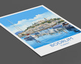 Bodrum Travel Print, Travel Poster of Bodrum, Turkey Poster, Bodrum Gift, Bodrum Art, Turkey Art NQ Media Designs
