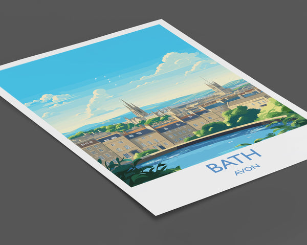 Bath Travel Poster, Travel Print of Bath, England, Cotswolds Art, Bath Gift, Wall Art Print