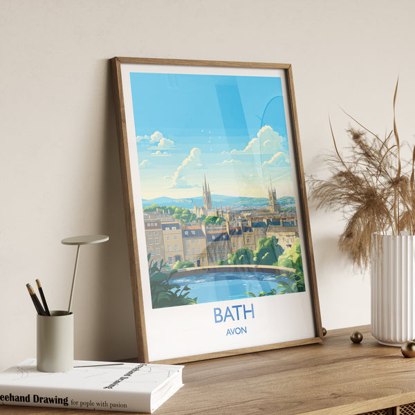 Bath Travel Poster, Travel Print of Bath, England, Cotswolds Art, Bath Gift, Wall Art Print