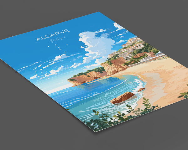 Algarve Travel Print, Travel Poster of Algarve, Portugal, Algarve Art, Algarve Gift, Portugal Wall Art Print