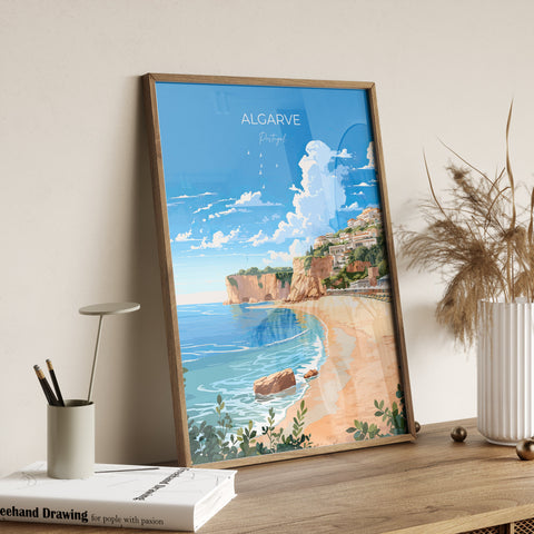 Algarve Travel Print, Travel Poster of Algarve, Portugal, Algarve Art, Algarve Gift, Portugal Wall Art Print