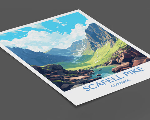 Scafell Pike Travel Poster, Scafell Pike Travel Print, England, Cumbria Art, Scafell Pike Gift, Lake District, Wall Art Print