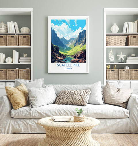 Scafell Pike Travel Poster, Scafell Pike Travel Print, England, Cumbria Art, Scafell Pike Gift, Lake District, Wall Art Print