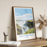 Gullfoss Falls Travel Print, Travel Poster of Gullfoss Falls, Iceland Gift, Iceland Art, Gullfoss Falls Gift, Wall Art Print NQ Media Designs