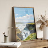 Gullfoss Falls Travel Print, Travel Poster of Gullfoss Falls, Iceland Gift, Iceland Art, Gullfoss Falls Gift, Wall Art Print NQ Media Designs