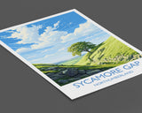 Sycamore Gap Travel Print, Travel Poster of Sycamore Gap, Northumberland, England, Sycamore Gap Gift, Wall Art Print NQ Media Designs
