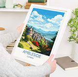 Ambleside Travel Print, Ambleside Travel Poster, England, Cumbria Art, Ambleside Gift, Lake District, Wall Art Print NQ Media Designs