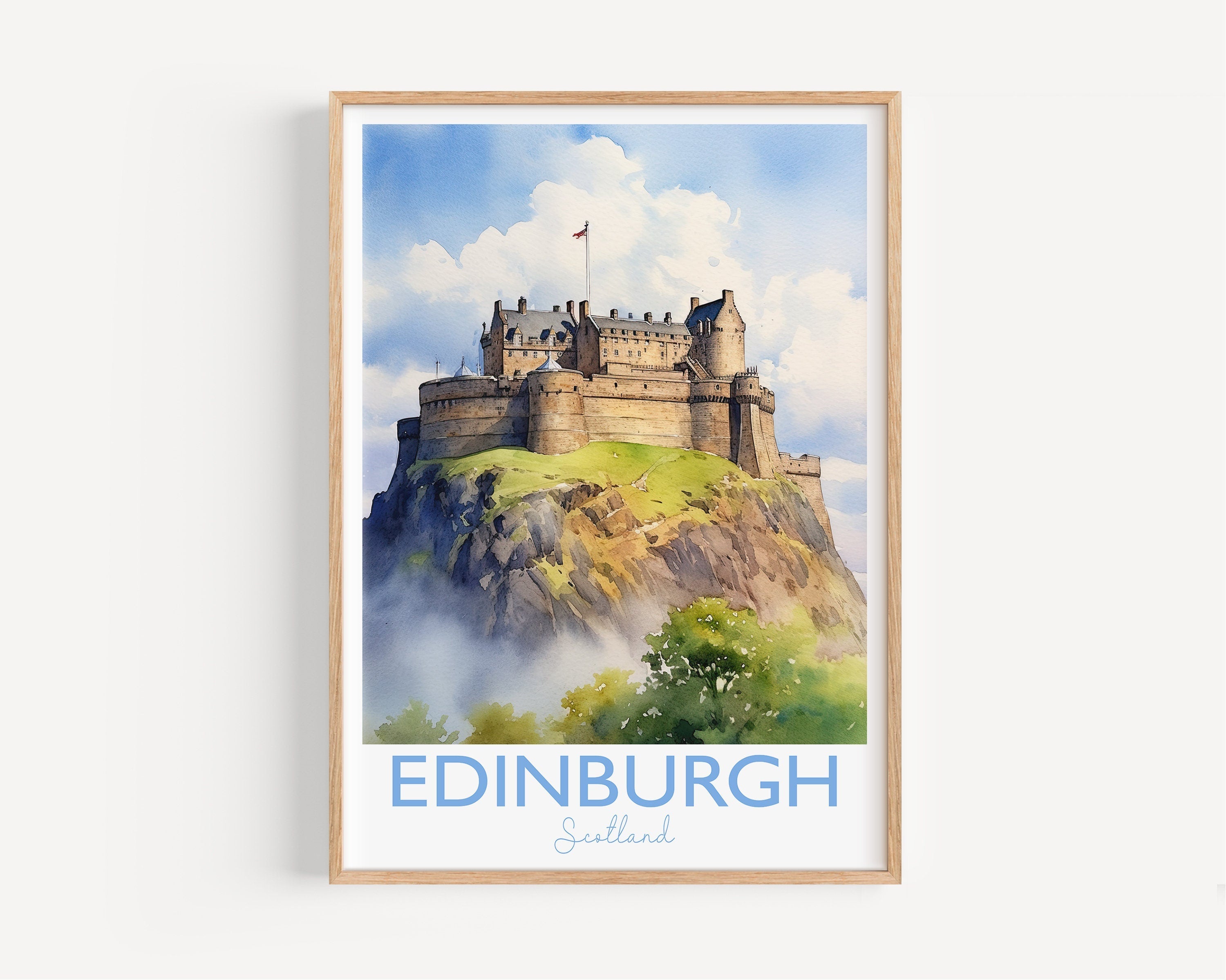 Edinburgh Travel Print, Travel Poster of Edinburgh, Scotland, Edinburgh Gift, Travel Watercolour Gift NQ Media Designs