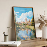 Cambridge Travel Print, Travel Poster of Cambridge, Cambridgeshire, England, Cambridge Art, UK Gift, Wall Art Print NQ Media Designs
