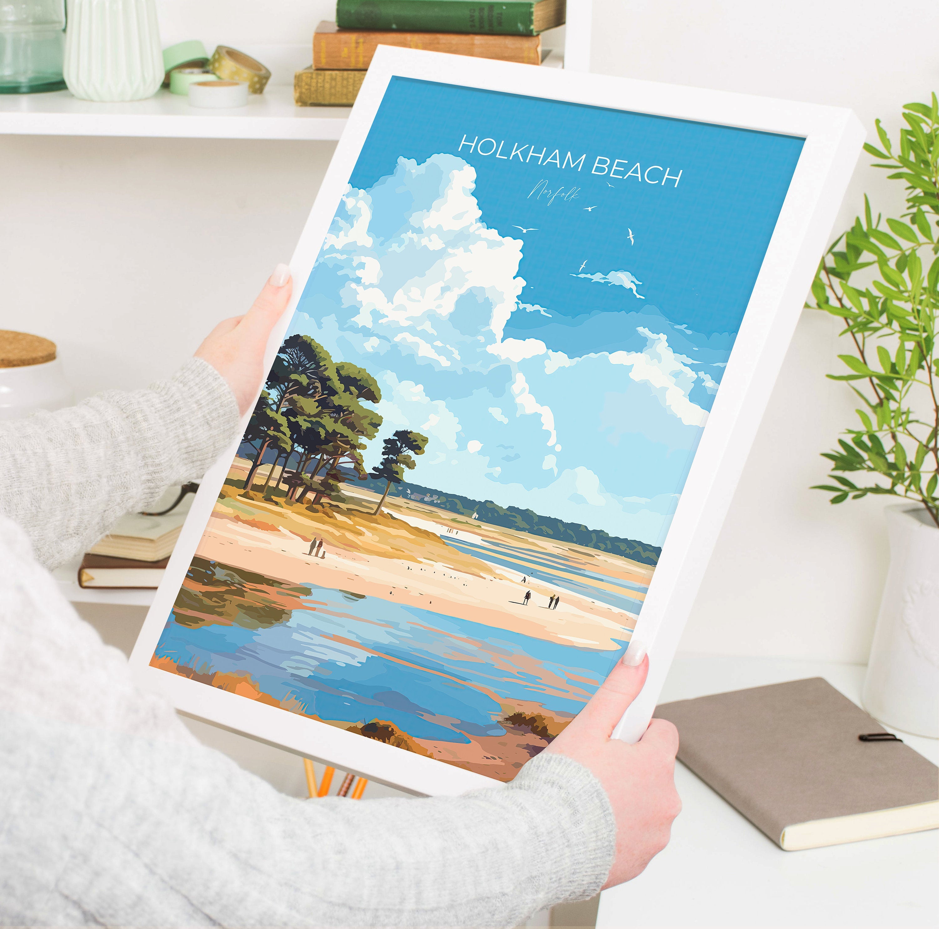 Holkham Beach Travel Print, Travel Poster of Holkham Beach, Norfolk, England, Norfolk Art, Norfolk Gift, Wall Art Print NQ Media Designs